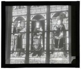 Église de Saint-Germain-la-Campagne (Eure), vitrail "Vierge à l'enfant, évêque et religieux".
