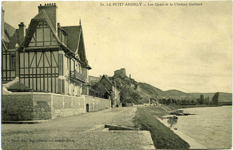 Andelys (Les). Petit Andely - Les quais et le Château Gaillard.