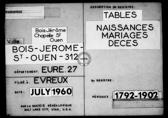 Tables (1792-1902)