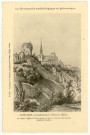 Conches-en-Ouche. Au milieu l'Eglise Ste-Foy, à gauche le donjon démantelé des anciens comtes de Conches.