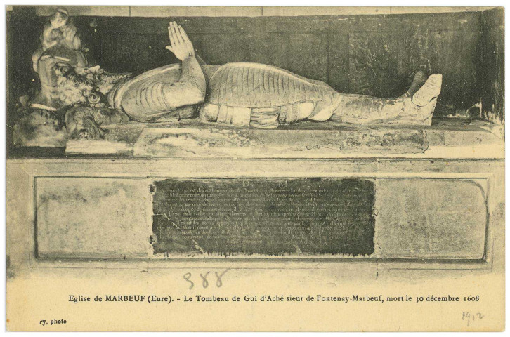 Marbeuf. Eglise de Marbeuf (Eure). - Le Tombeau de Gui d'Aché sieur de Fontenay-Marbeuf, mort le 30 décembre 1608.