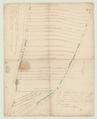 Tostes - Plan des pièces de terre composant le triège du Campernet. *