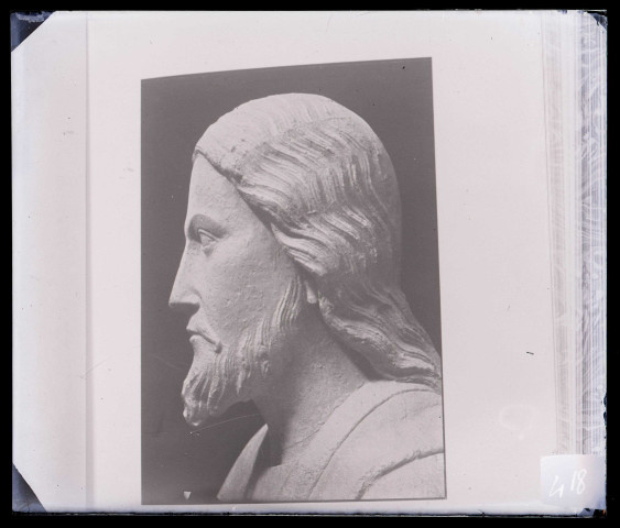 Tête du Christ de la cathédrale d'Amiens (Somme), gravure.