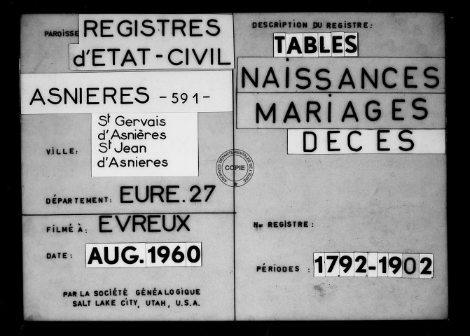 Tables (1792-1902)