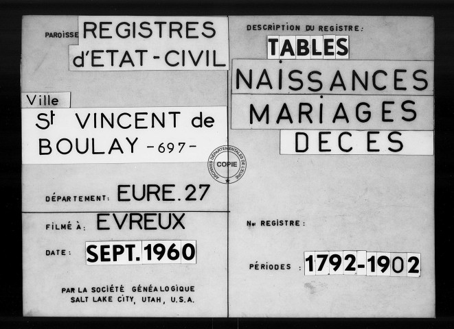 Tables (1792-1902)