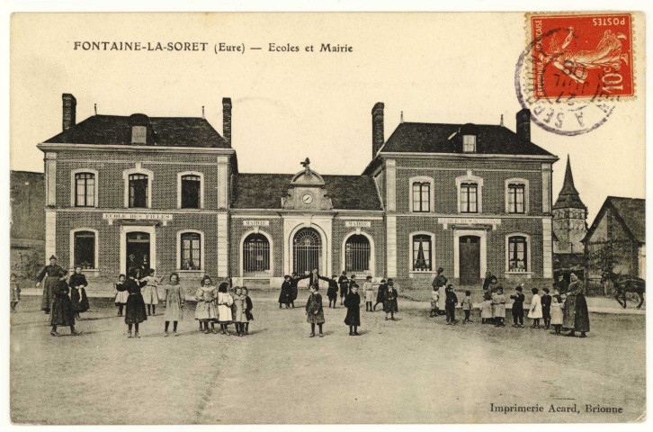 Fontaine-la-Soret. Ecole et Mairie.