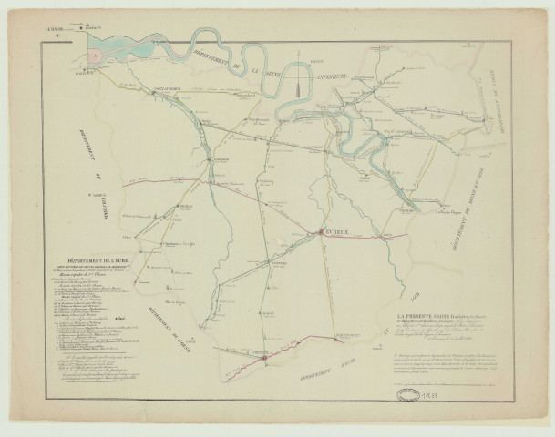 Carte routière des routes royales et départementales de l'Eure
