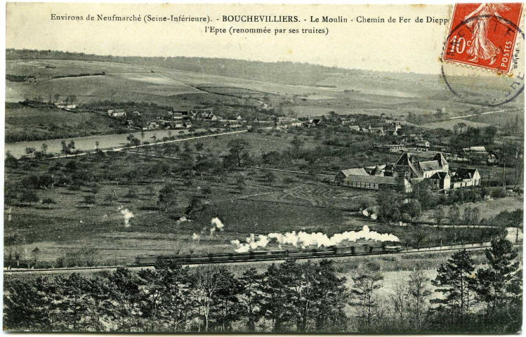 Bouchevilliers. Le Moulin - Chemin de Fer de Dieppe et l'Epte (renommée par ses truites).