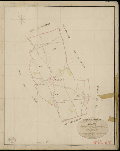 Bailleul-près-Saint-André. Tableau d'assemblage _ du Plan Parcellaire de la Commune de Bailleul _ Canton de Saint André - Evreux - Eure. _ Terminé sur le Terrain le 22 Juillet 1837, sous l'administration de M. Passy, Préfet _ M. Baziret, Maire _ et sous la Direction de M. Marel, Directeur des Contributions directes _ M. Le Fébure, Géomètre en Chef. _ Par M. Lefebure, Géomètre de 1re classe.