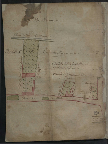Villiers-en-Vexin - "Plan géométrique du corps de ferme ... acquis par Mr Guesnier". *