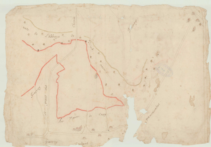 Giverny – Chapelle-Saint-Ouen – Sainte-Geneviève-Lès-Gasny - "Plan des communes despendantes de la paroisse de Giverny". *