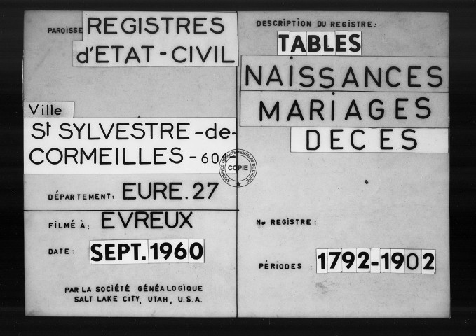 Tables (1792-1902)