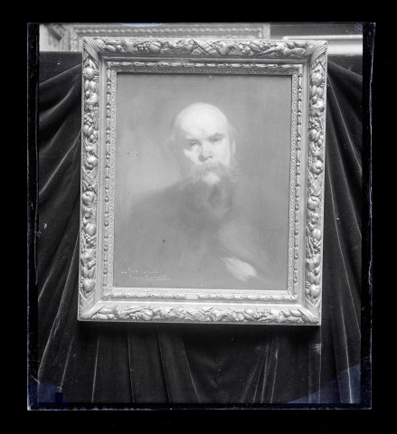 Tableau peint, « Eugène Carrière » dédicacé à Paul Verlaine.