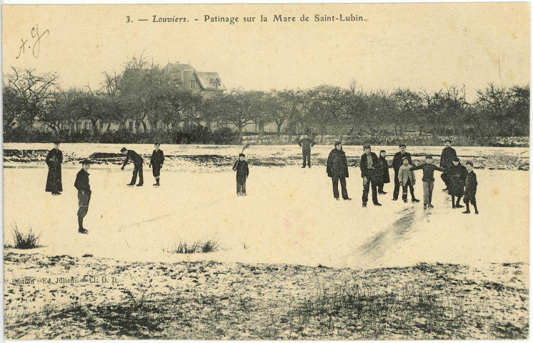 Louviers-Ville. Patinage sur la Mare de Saint-Lubin.