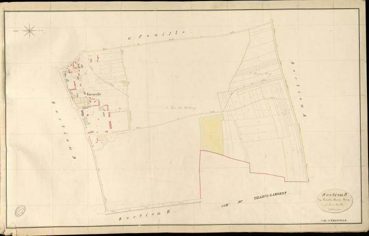Emanville. Section B _ du Pré et du Chemin Perrey _ 1re de 2 Feuilles