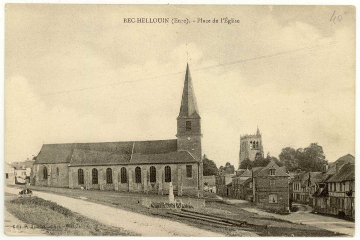 Bec-Hellouin (Le). Place de l'Eglise.