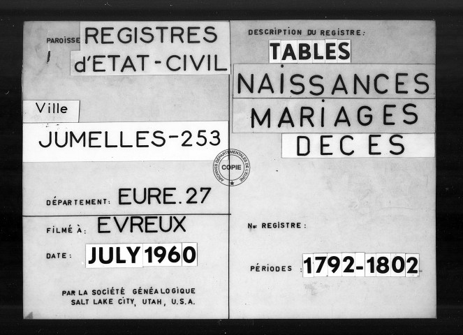 Tables (1792-1902)