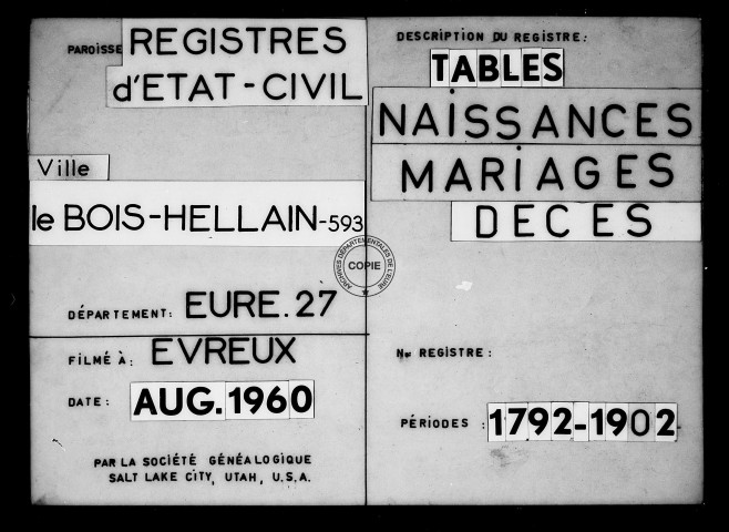 Tables (1792-1902)