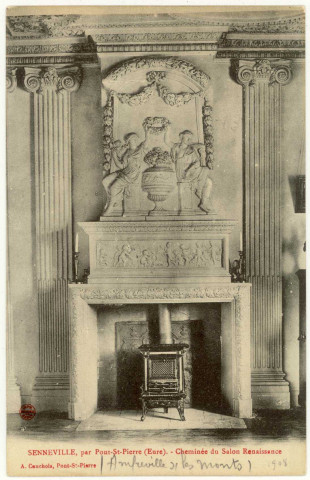 Amfreville-sous-les-Monts. Senneville-Cheminée du salon Renaissance.