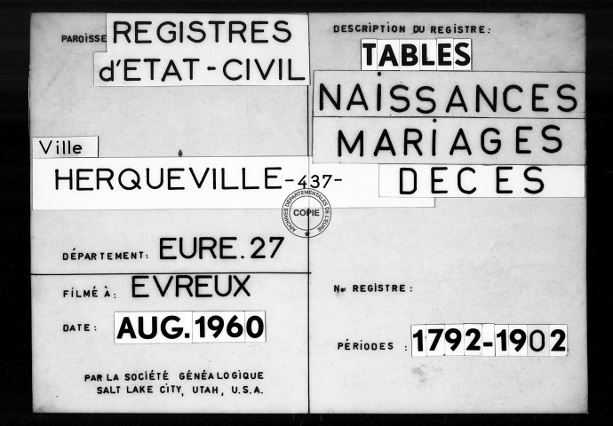Tables (1792-1902)