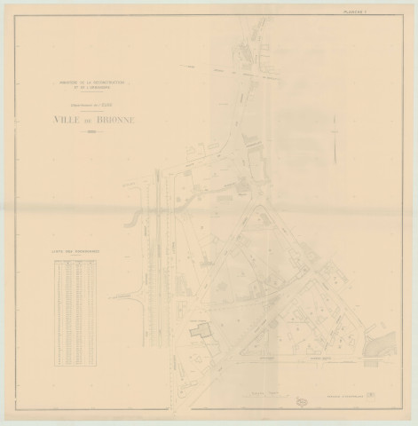 Brionne _ MRU _ Plan topographique des îlots sinistrés, avec nivellement de précision, en 2 feuilles