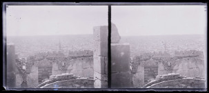 Vue de la ville des crémaillères de la citadelle d'Alep (Syrie).