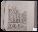 Cathédrale Notre-Dame d'Évreux (Eure), abside, gravure.