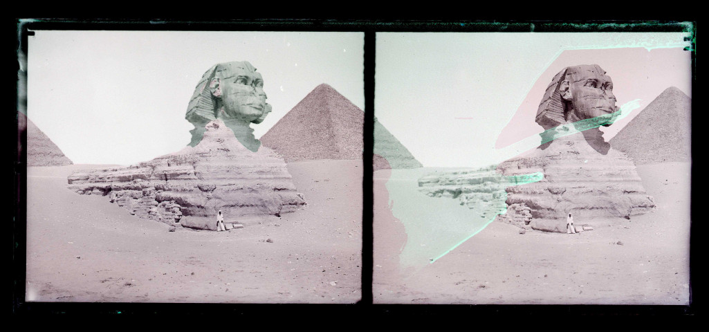 Sphinx et pyramides de Gizeh (Égypte).