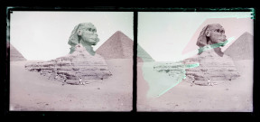 Sphinx et pyramides de Gizeh (Égypte).