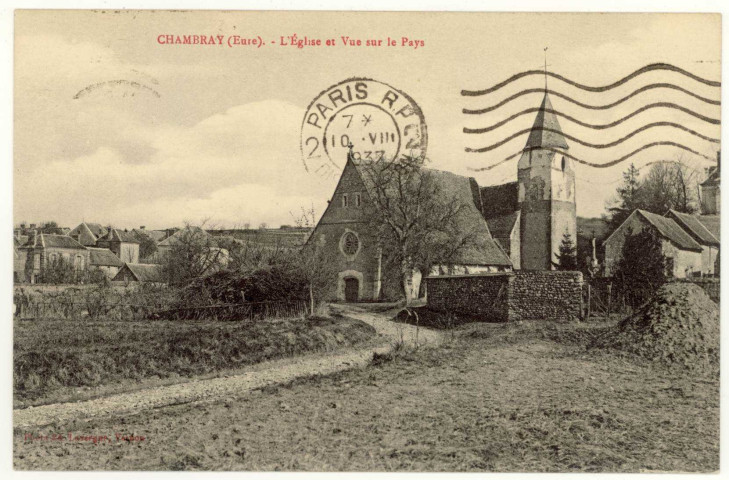 Chambray. L'Eglise et vue sur le Pays.