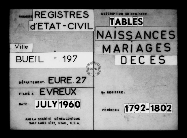 Tables (1792-1902)