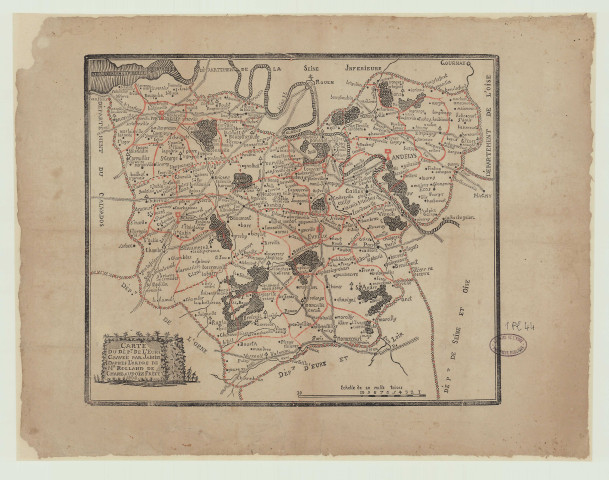 Carte du département de l'Eure d'après l'ordre de Mr Rolland de Chambaudoin préfet