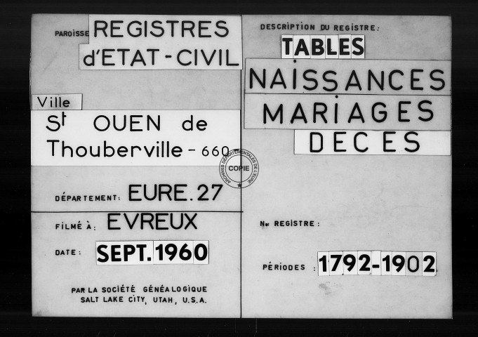Tables (1792-1902)