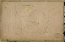 Ormes. Tableau d'assemblage _ du Plan Parcellaire de la Commune d'Ormes _ Canton de Conches - Evreux - Eure. _ Terminé sur le Terrain le 24 Septembre 1844 , sous l'administration de M. Zédé, Préfet _ M. Metton, Maire _ sous la Direction de M. Violas de Martigny, Directeur des Contributions directes _ M. Lefébure, Géomètre en Chef. _ Par M. Lefébure, Géomètre de 1re classe.