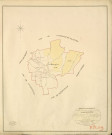 Harengère (La). Tableau d'assemblage _ du Plan Parcellaire de la Commune de La Harengère _ Canton d'Amfreville - Louviers - Eure. _ Terminé sur le Terrain en 1828 , sous l'administration de M. Le Vicomte Raymond Delaître , Préfet _ M. His, Maire _ sous la Direction de M.Hurtrelle, Directeur des Contributions directes _ M. Hautier, Géomètre en Chef. _ Par M. Charpentier, Géomètre de 1re classe.