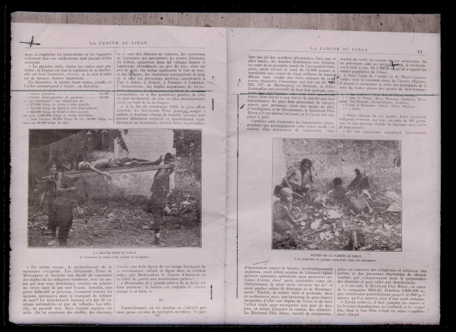 La grande pitié du Liban, le transport du corps d'une victime de la famille et scènes de la famine au Liban, à la recherche de quelque nourriture dans les décombres.