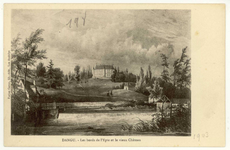 Dangu. Les bords de l'Epte et le vieux Château.