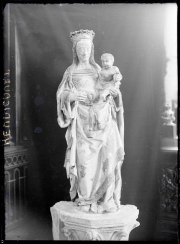 Statue de Vierge à l'enfant (retable de la Vierge) de l'église d'Heudicourt (Eure).