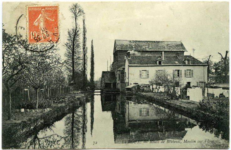 Evreux-Ville. Route de Breteuil, Moulin sur l'Iton.
