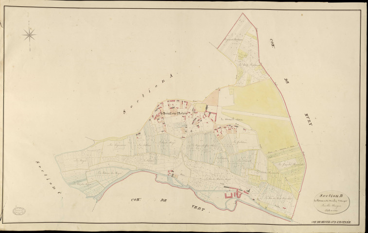 Mesnil-sur-l'Estrée (Le). Section B _ du Château et du Moulin d'Auger _ Feuille Unique
