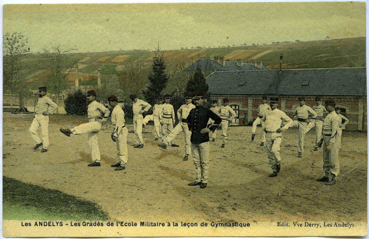 Andelys (Les). Les Gradés de l'Ecole Militaire à la leçon de Gymnastique.