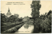 Perriers-sur-Andelle. L'Andelle - L'Eglise et la Vieille Ferme.