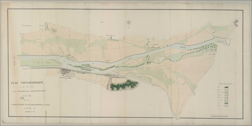 Cours de la Seine de Poses à Pont-De-L'Arche - "Plan topographique du cours de la Seine depuis Bonport jusqu'au passage de Poses. Feuille n°20"
