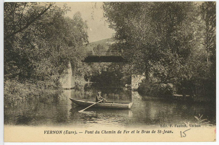 Vernon-Ville. Pont du chemin de fer et le bras Saint-Jean.