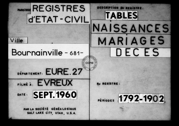 Tables (1792-1902)