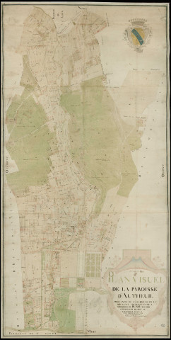 Autheuil-Authouillet - "Plan visuel de la paroisse d'Autheuil mouvante de la baronnie de La Boulaye appartenante à Mr de Bussy, relatif au papier terrier fait en 1772 par le sieur Desmarest arpenteur, dessiné par Maubert arpenteur royal ". *