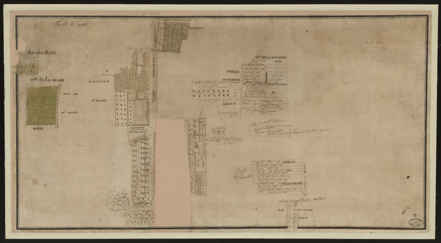 Andé - 1- "Plan géométrique du noble fief et seigneurie d'Andé et du Mesnil-d'Andé appartenant à Henri-Joseph Vachier…" * 2- Plan terrier d'une partie de la seigneurie d'Andé. *