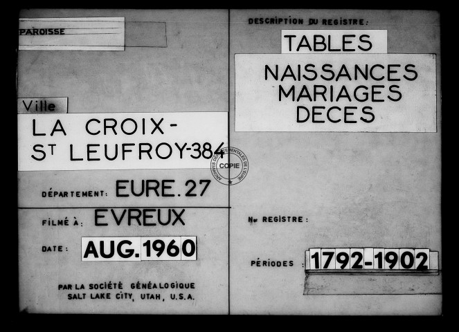 Tables (1792-1902)