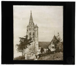 Église de Beaumontel (Eure), tour de façade.