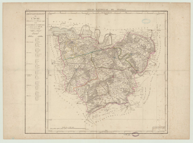 Carte du département de l'Eure décrété le 1e février 1790 par l'Assemblée Nationale
